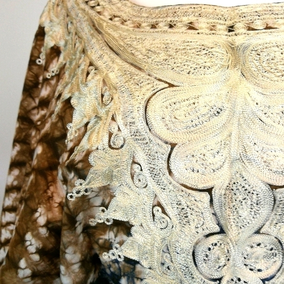 Vintage 70s Afro-centric heirloom robe wax print embroidered maxi length caftan - Picture 9 of 15